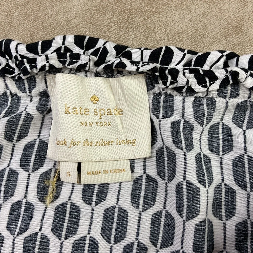 Kate Spade Dress Arrow‎ Stripe Off Shoulder Ruffled Black White Women Sz S